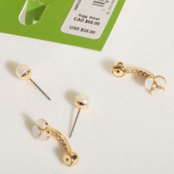 Kate Spade Gold Disco Pansy Ear Jacket Earrings - Picture 7 of 8